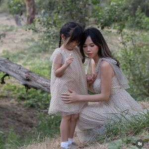 Matching Mama & Me Mini Nadia Tulle Polka Dot Dress Morning Lavender